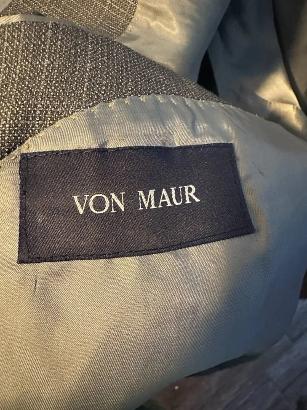 Vintage Hart Schaffner Marx Gray Micro Check 100% Wool Blazer Mens 46L USA - Picture 9 of 9